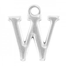 DQ metal charm Letter W Antique silver